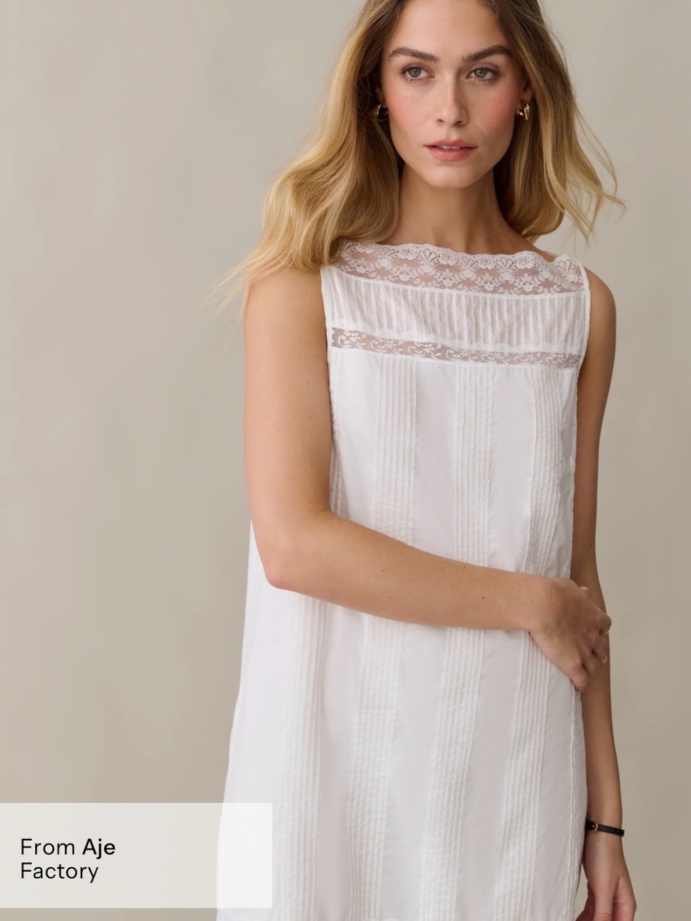 Sorella Iyla White Cotton Lace Pintuck Shift Mini Dress XS NWT